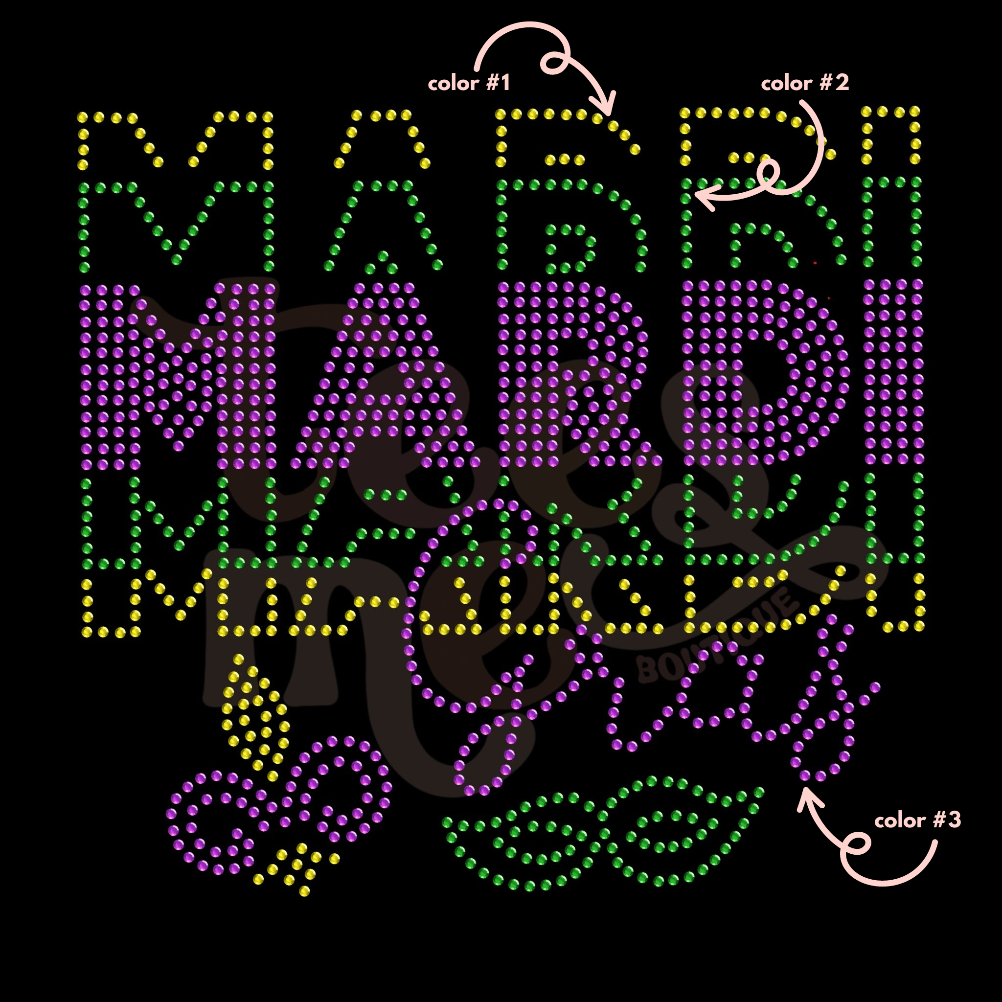 Mardi Gras Tilled SPANGLES TRANSFER