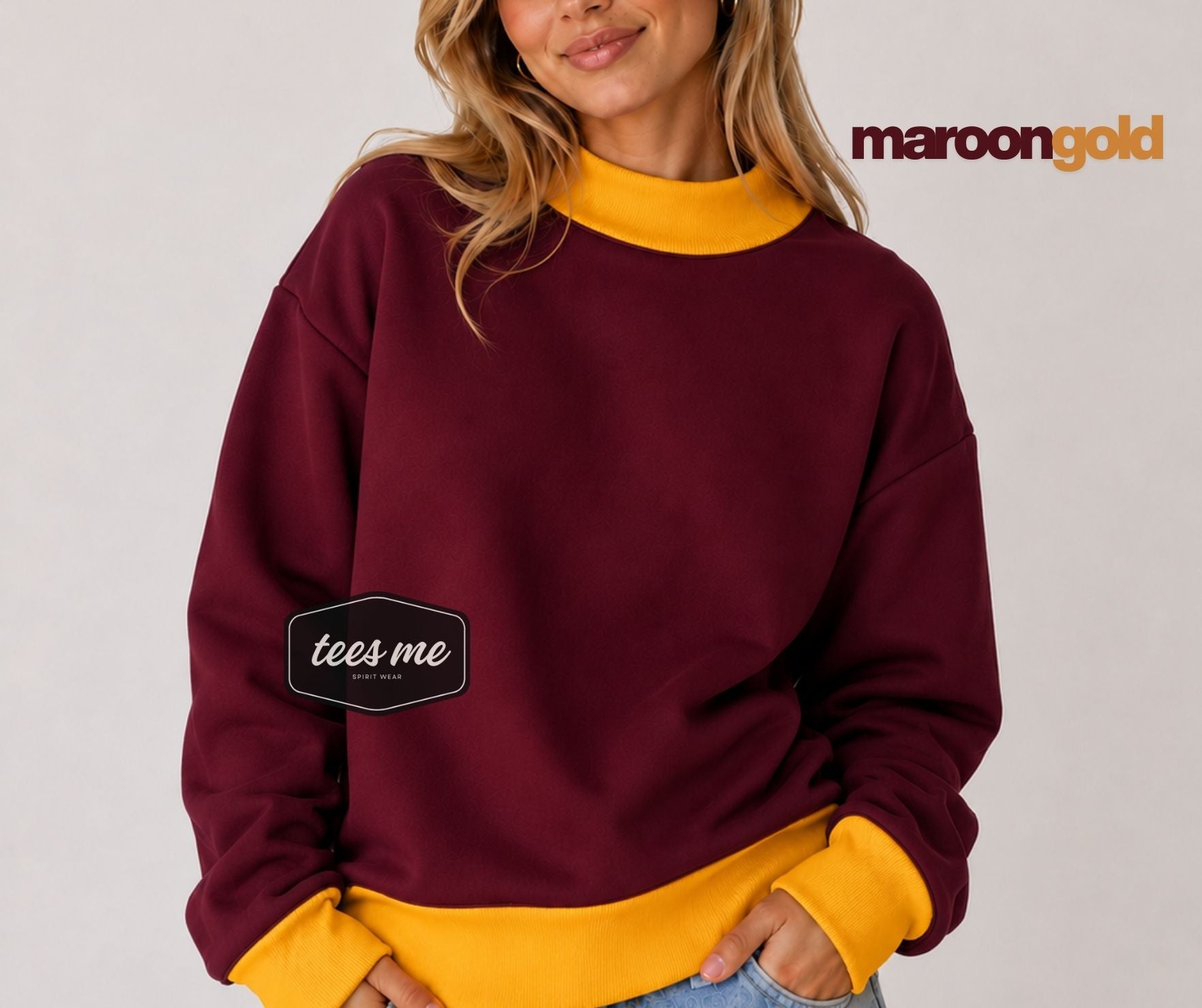 Maroon + Gold Tees Me Premium Mock Neck Sweatshirt || PREORDER est. ship 8/17