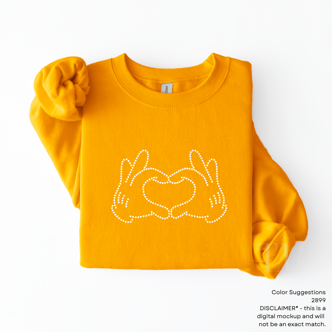 Heart Mouse Hands SPANGLES TRANSFER