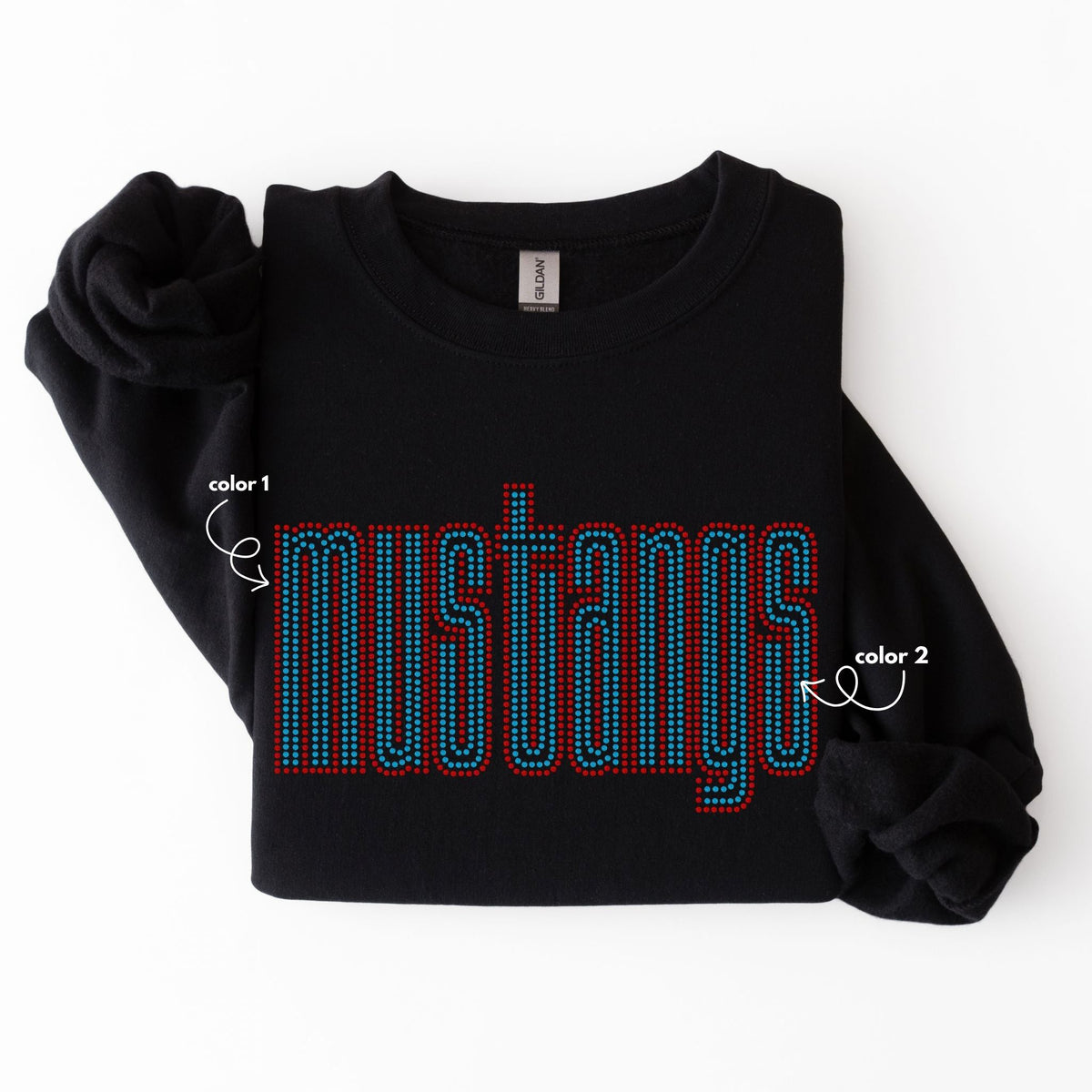 Mustangs Double Outline SPANGLES TRANSFER
