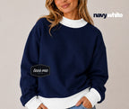 Navy + White Tees Me Premium Mock Neck Sweatshirt || PREORDER est. ship 8/17