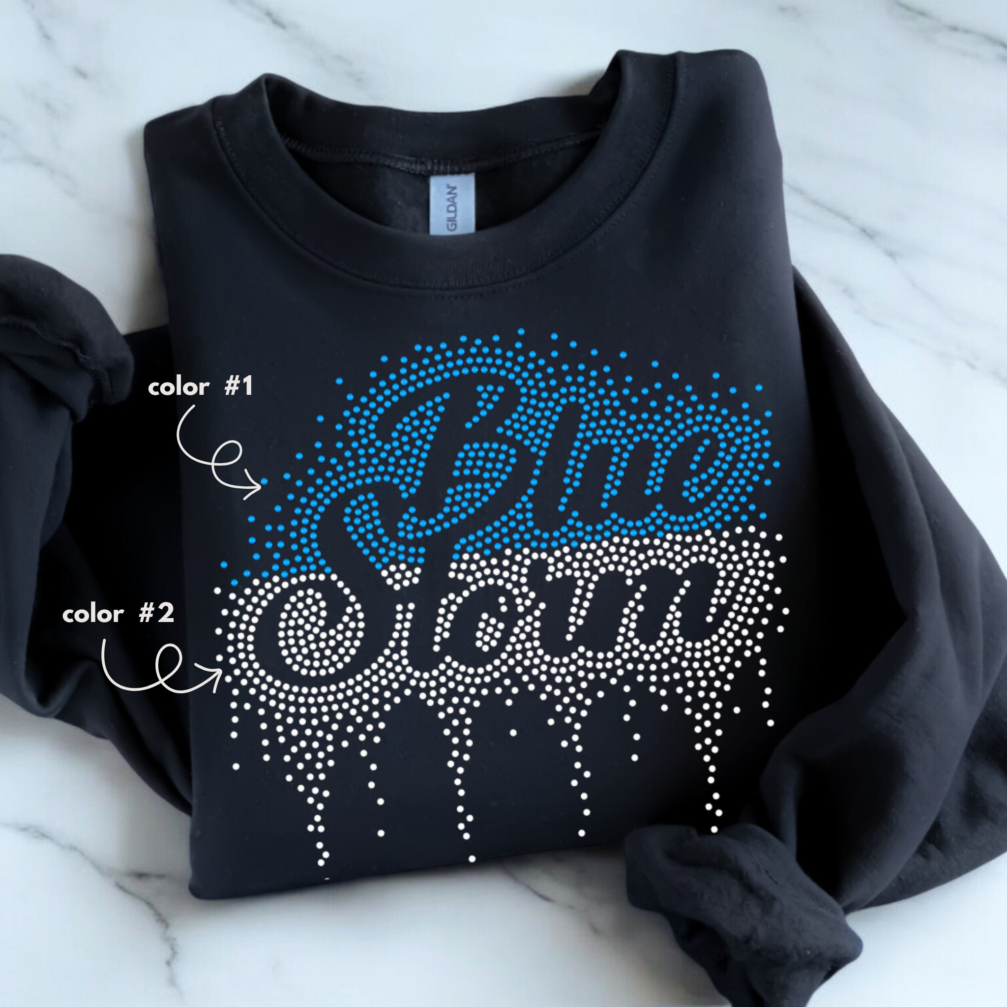 Blue Storm Ombre Drip SPANGLE TRANSFER