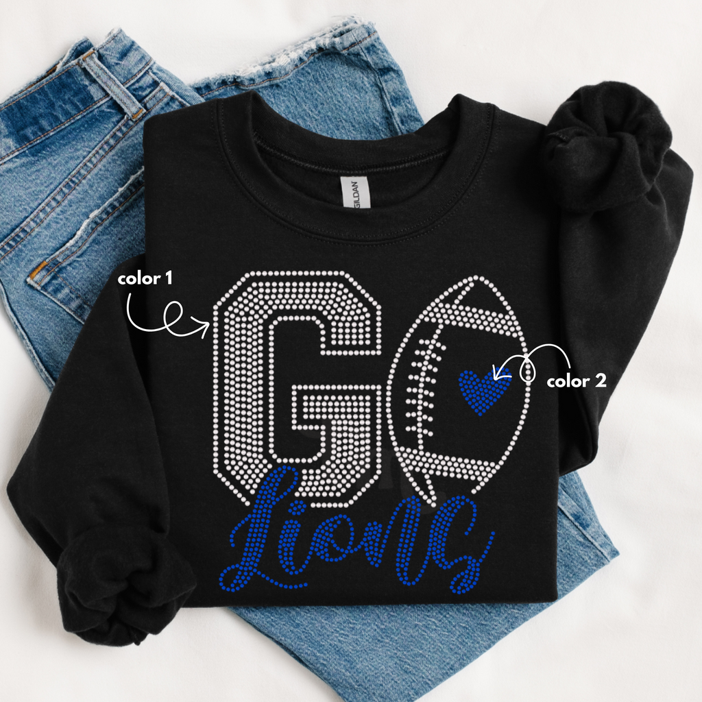 Go Lions Football Heart SPANGLES TRANSFER