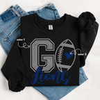 Go Lions Football Heart SPANGLES TRANSFER