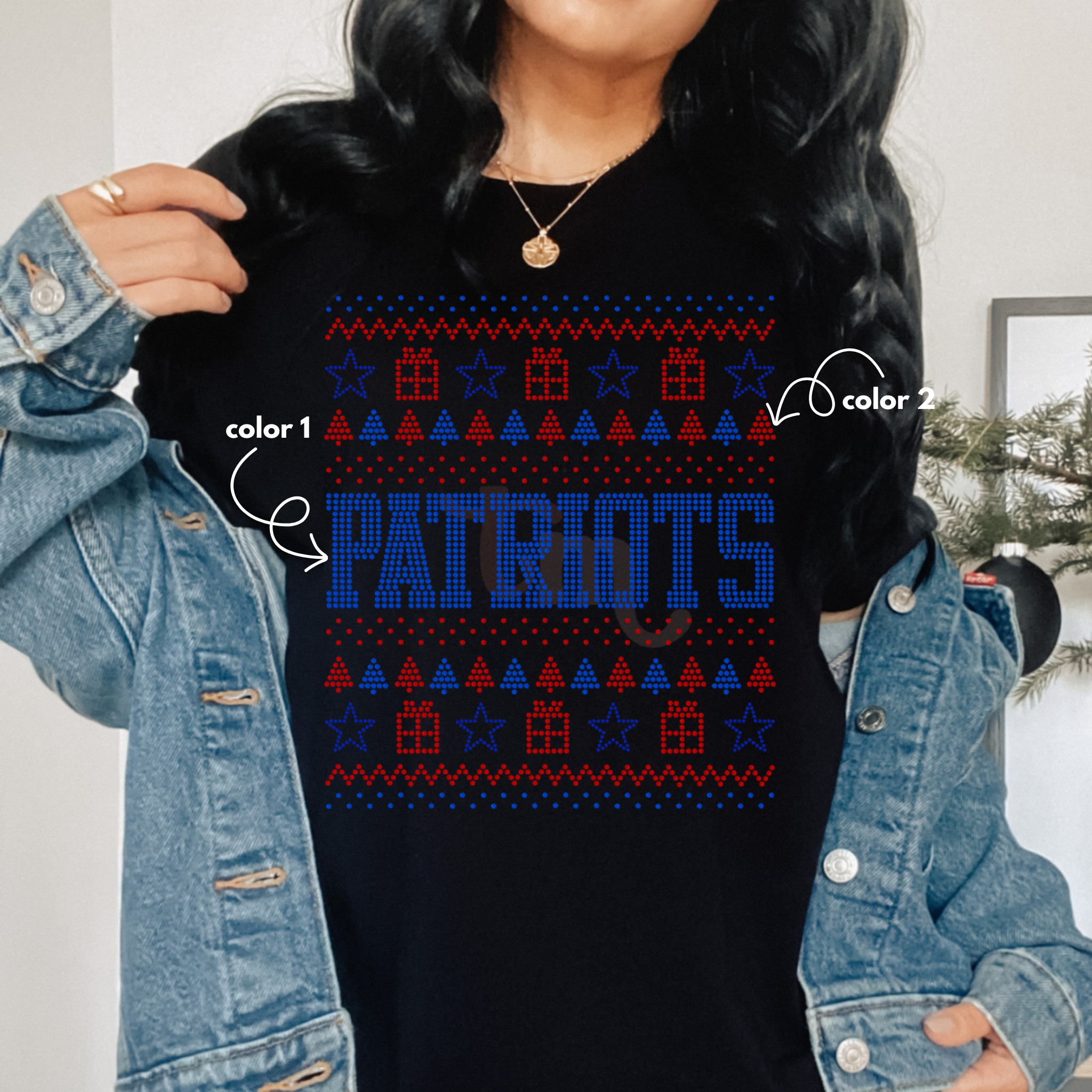 Patriots Christmas Sweater SPANGLES TRANSFER
