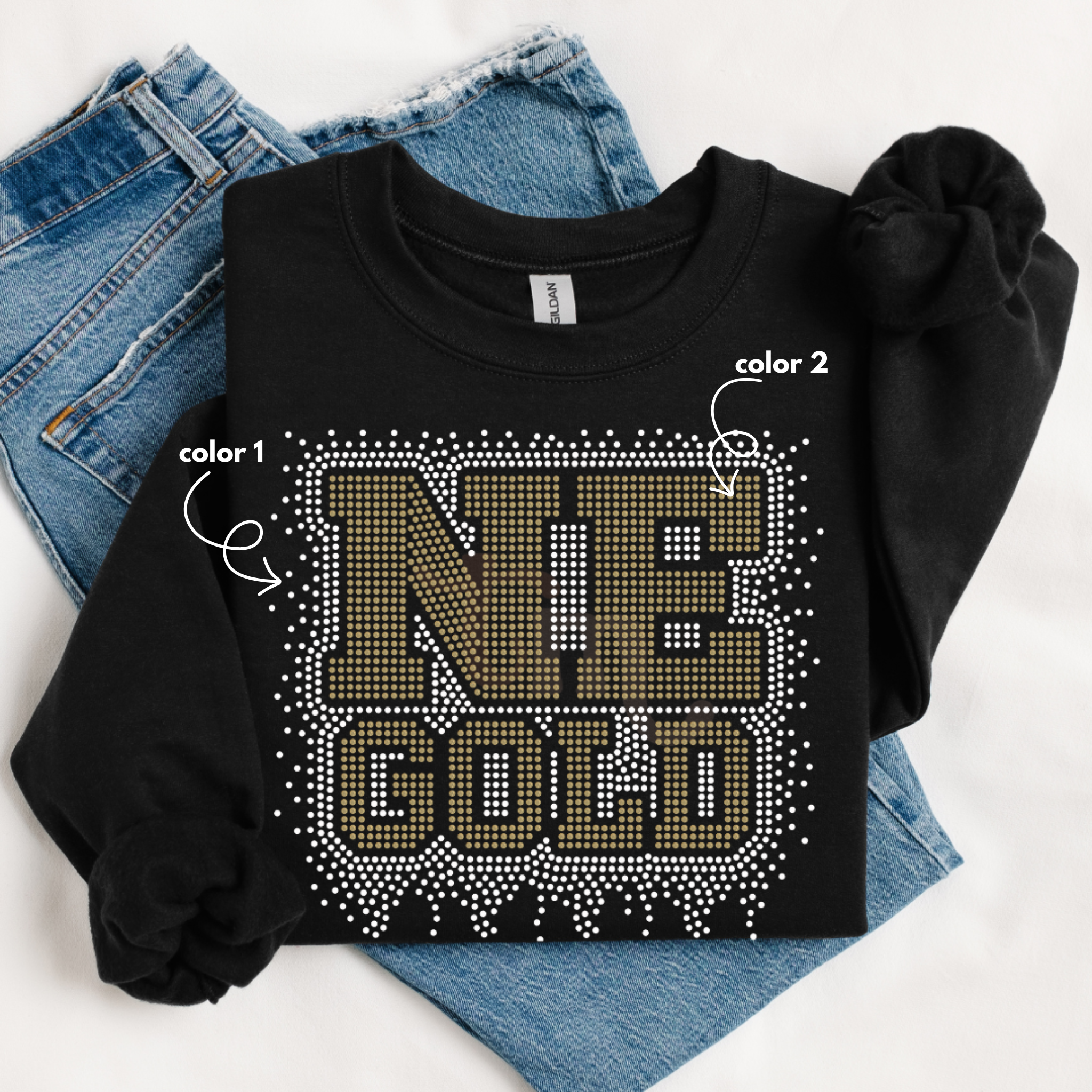 NE Gold Athletic Drip SPANGLE TRANSFER