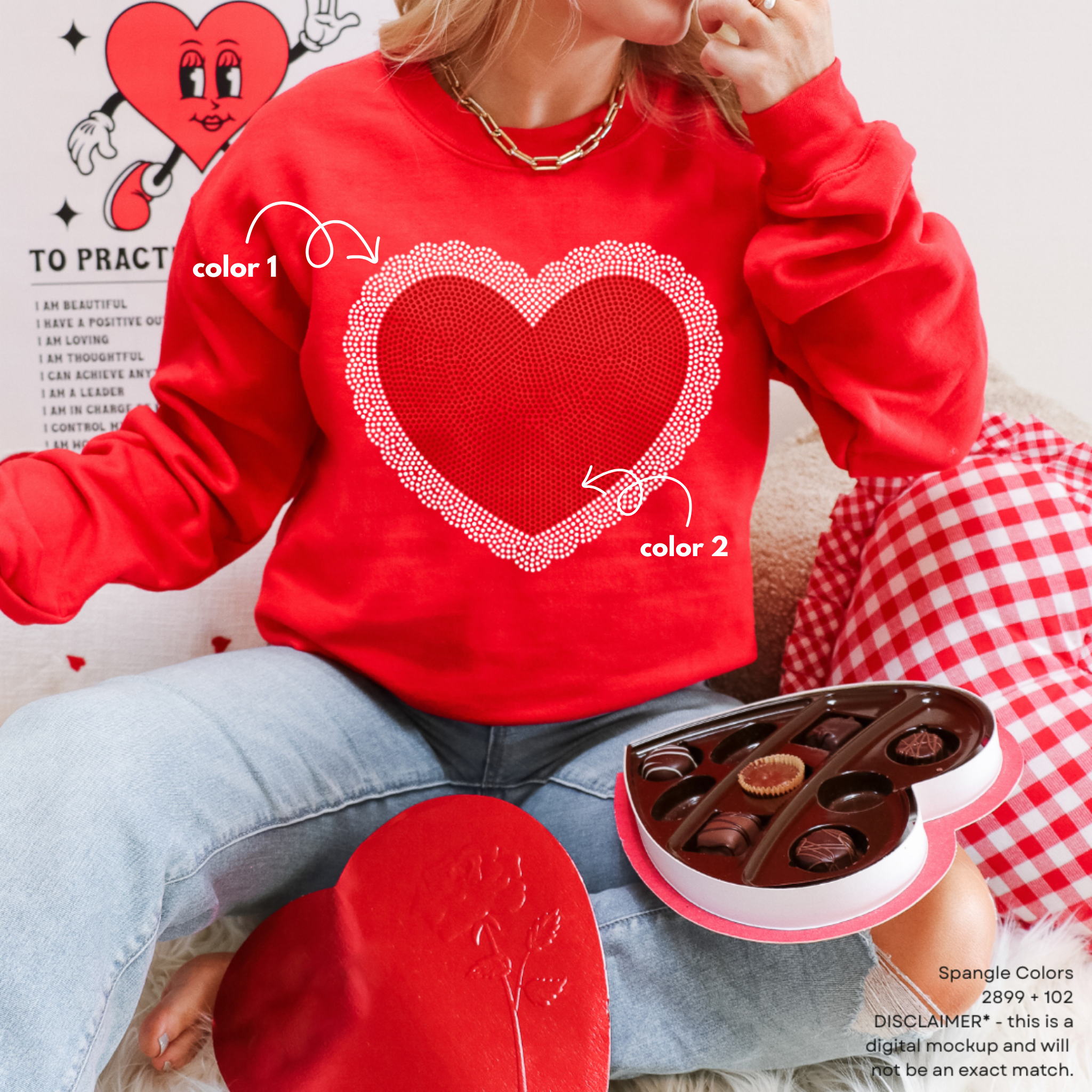 Scalloped Heart SPANGLES TRANSFER