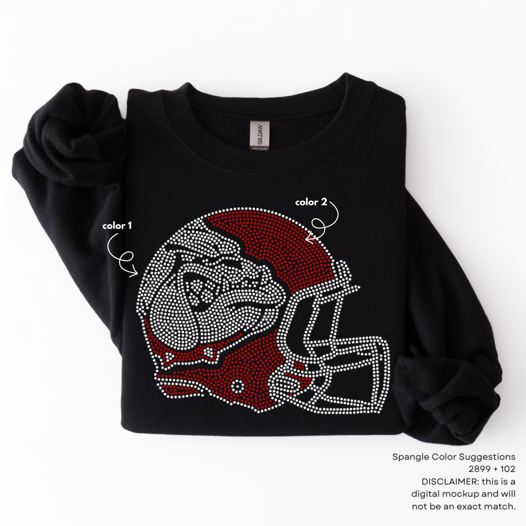 Bulldog Football Helmet SPANGLES TRANSFER