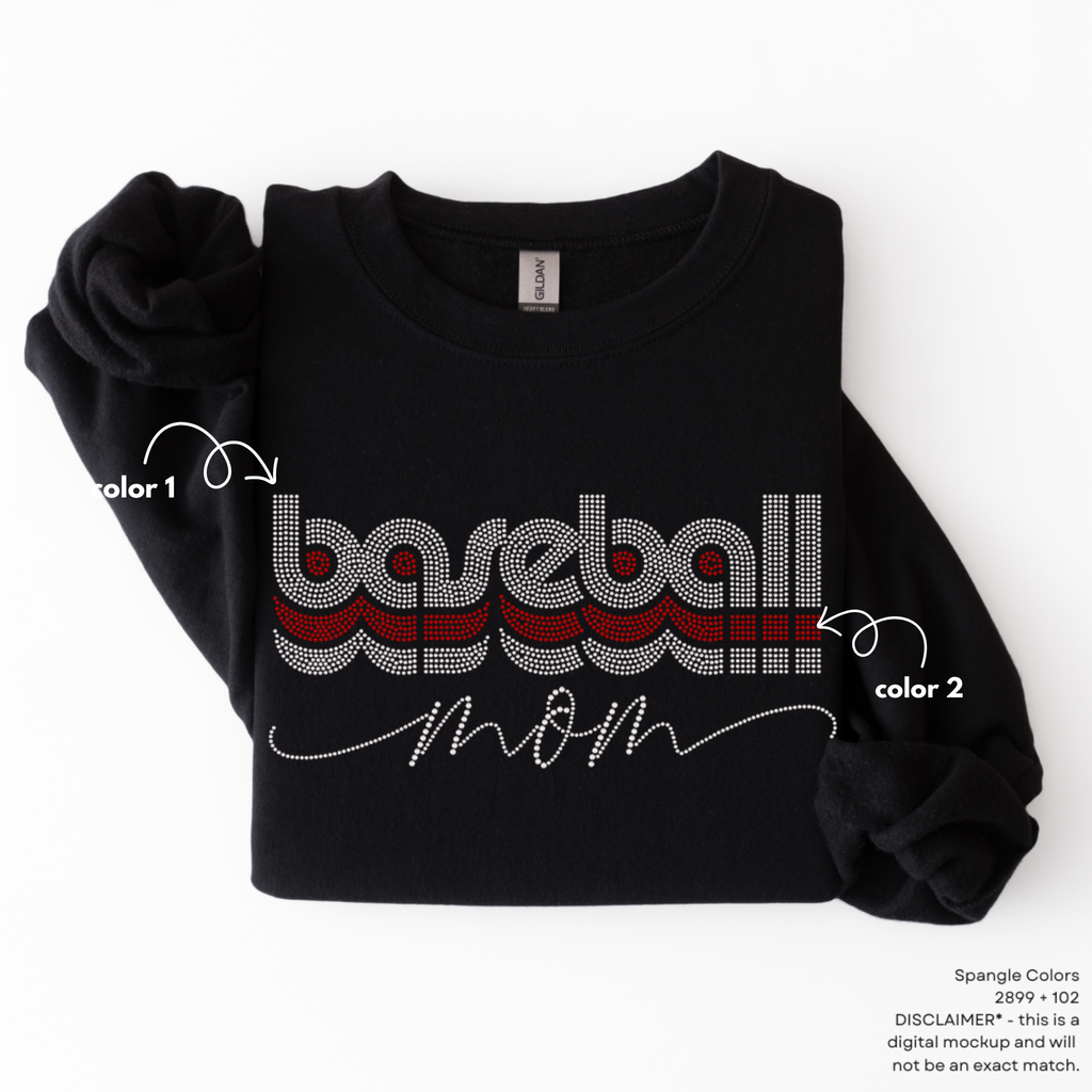 Retro Stacked Baseball Mom SPANGLES TRANSFER