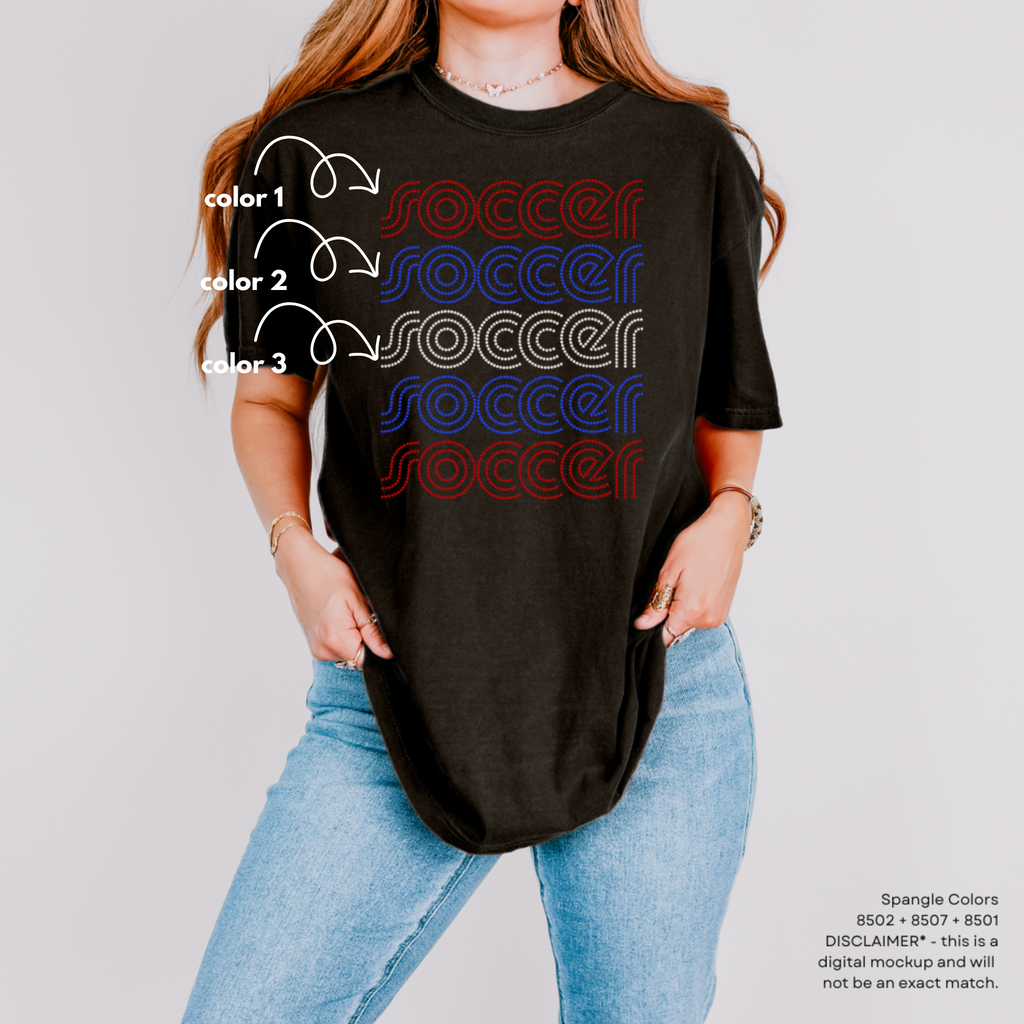 Vintage Soccer Stacked SPANGLES TRANSFER