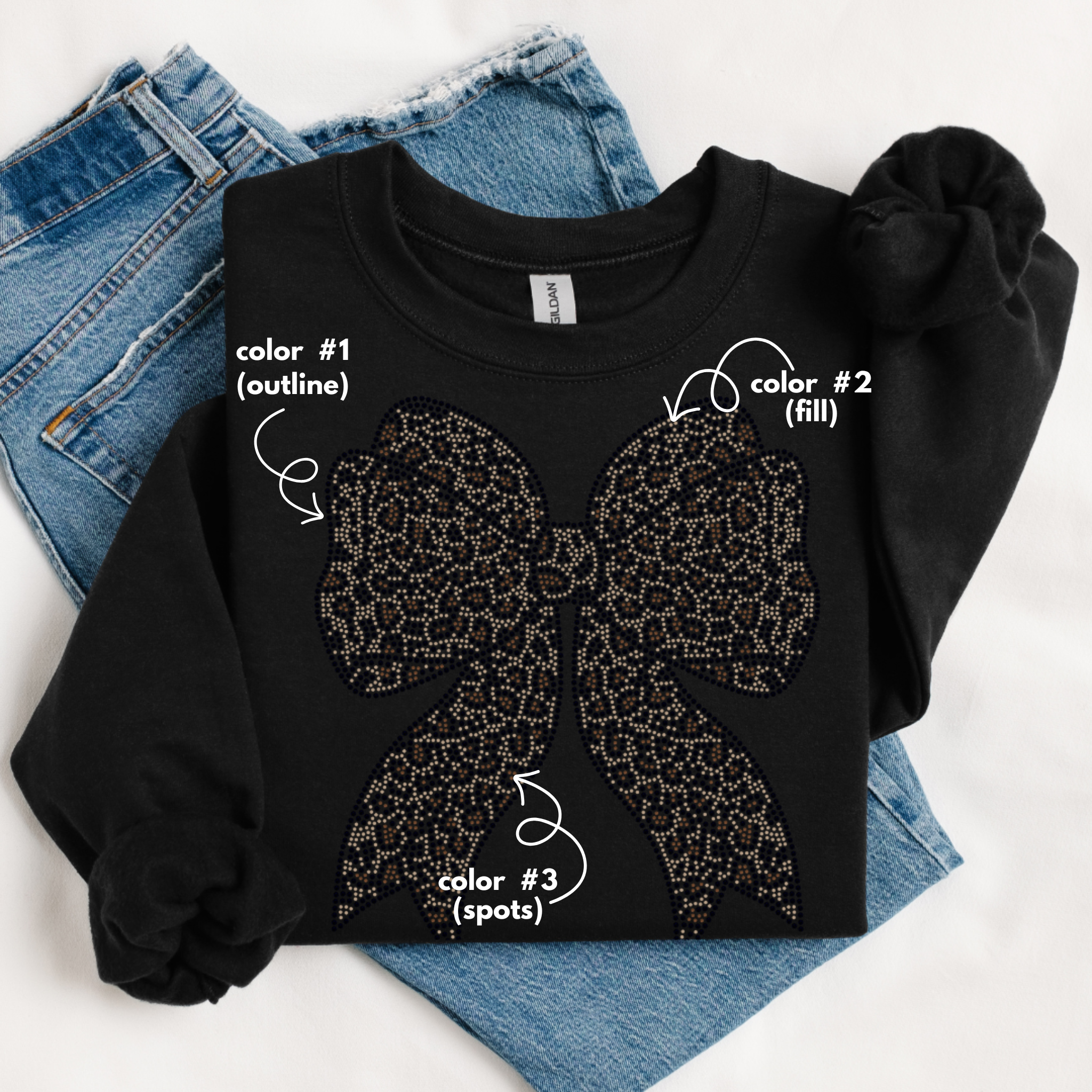 Leopard Print Bow SPANGLES TRANSFER