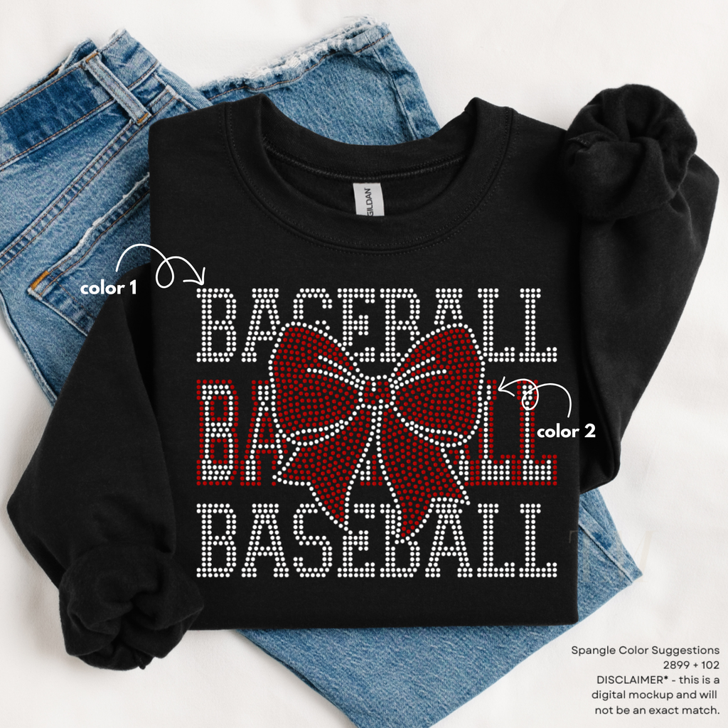 Baseball Mom Bow SPANGLES TRANSFER