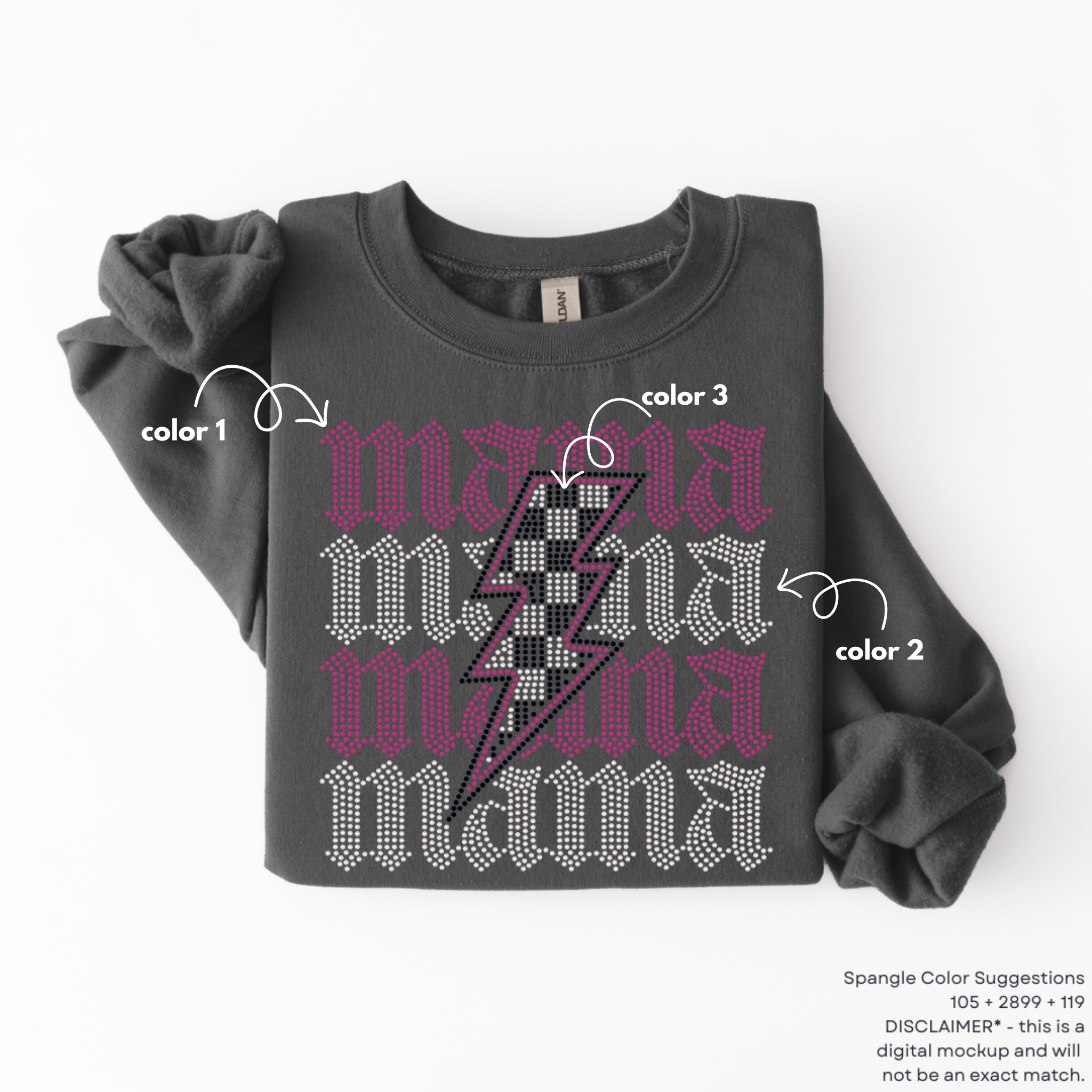 Mama Checkered Lightning Bolt SPANGLE TRANSFER