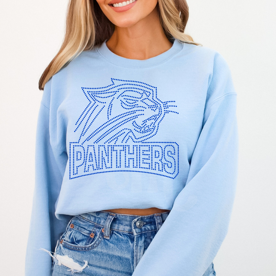 Panthers w/ Mascot Name RHINESTONE TRANSFER