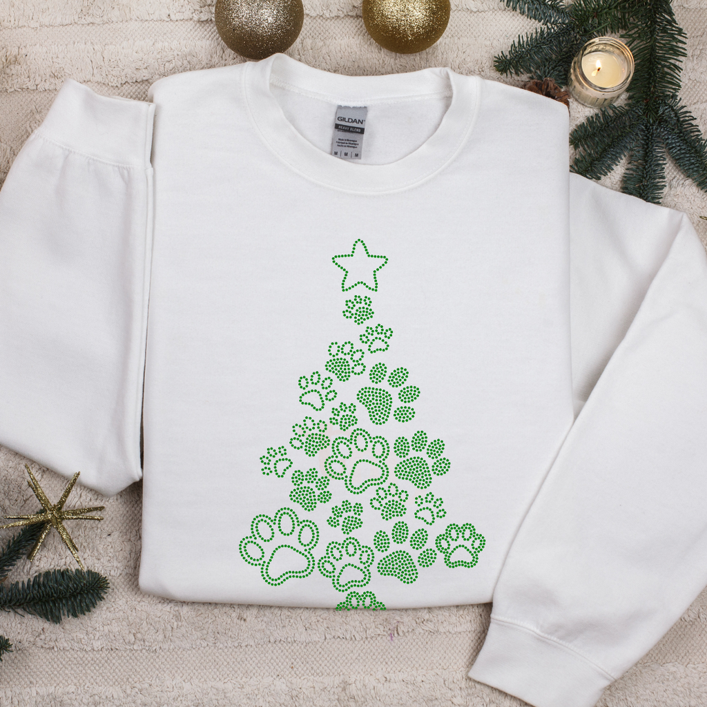 Paw Print Christmas Tree SPANGLES TRANSFER