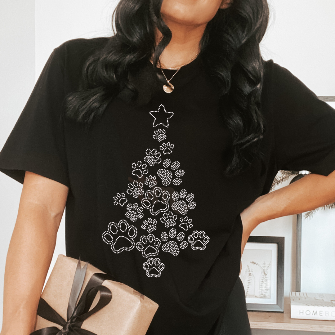 Paw Print Christmas Tree SPANGLES TRANSFER