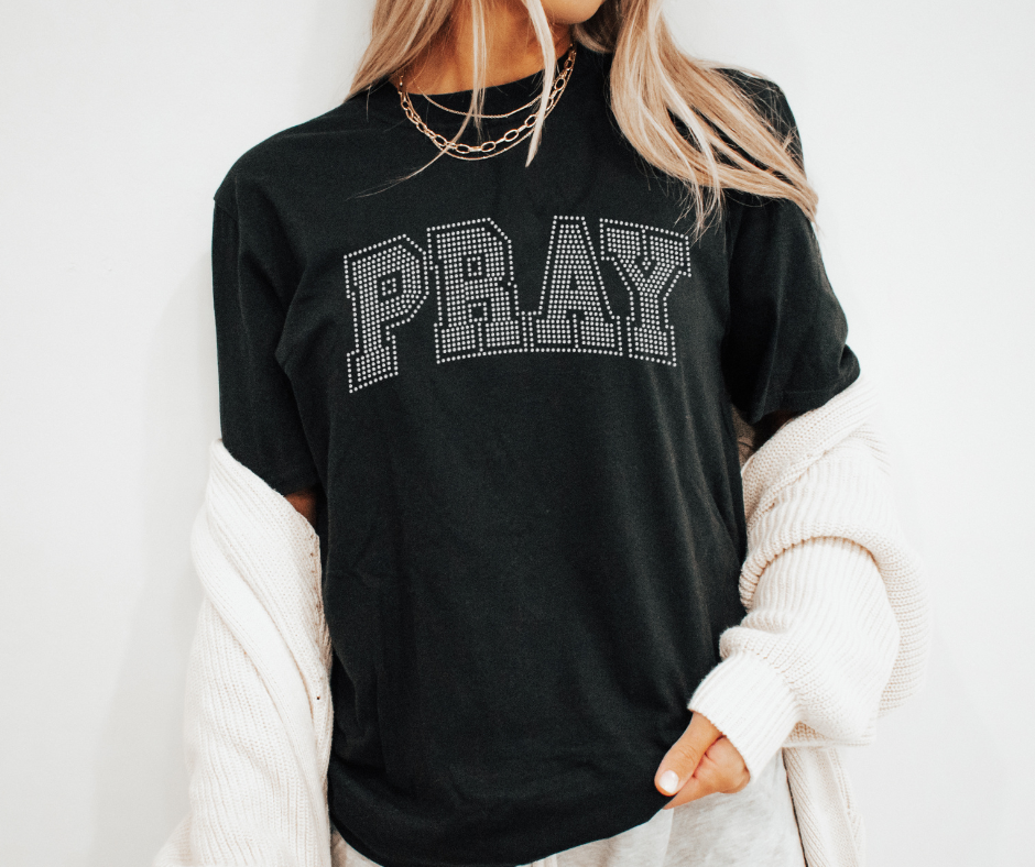 Pray Varsity RHINESTONE TRANSFER