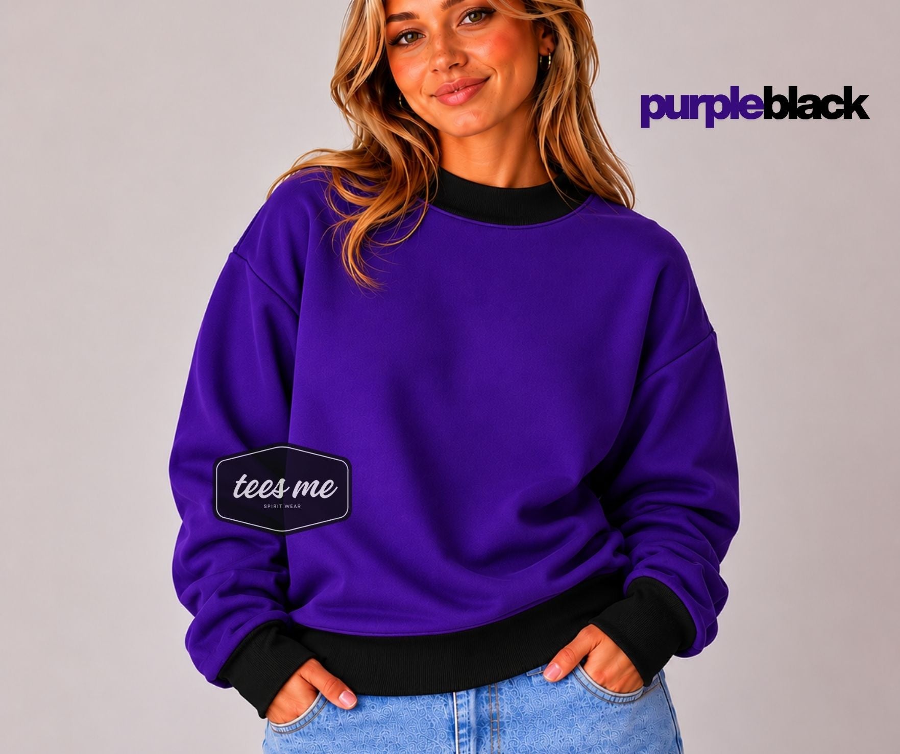 Purple + Black Tees Me Premium Mock Neck Sweatshirt || PREORDER est. ship 8/17