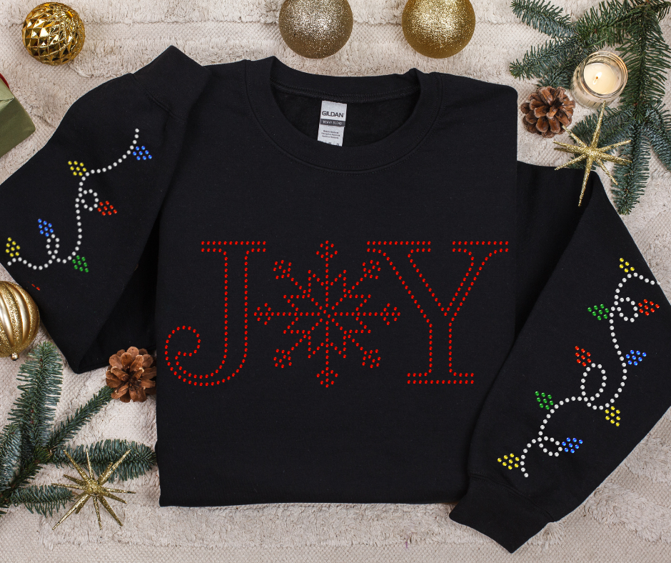 Winter Joy w/ String Light Sleeves RHINESTONE TRANSFER