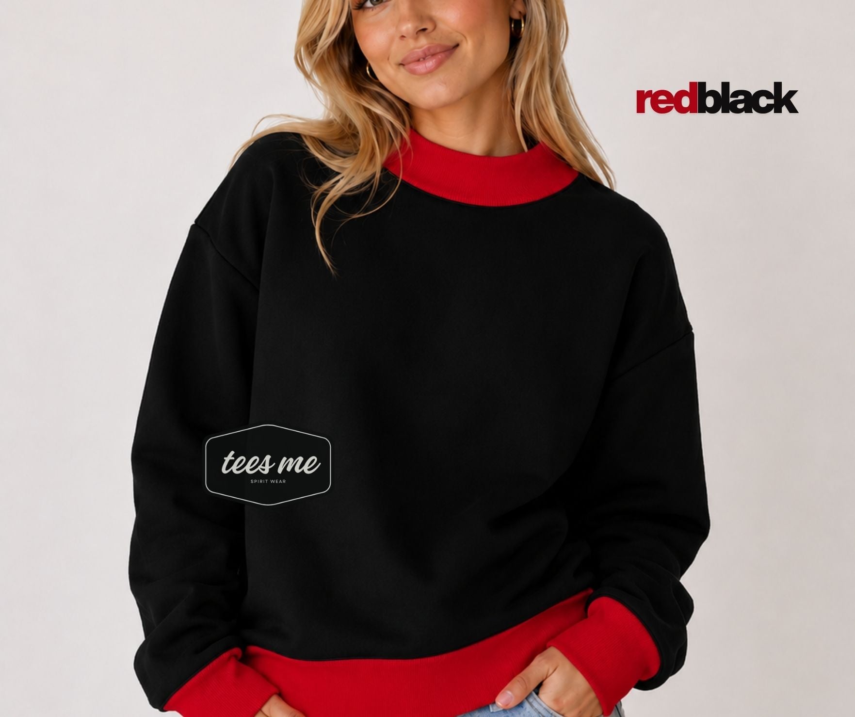 Red + Black Tees Me Premium Mock Neck Sweatshirt || PREORDER est. ship 8/17