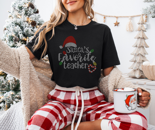 Santa's Favorite Teacher RHINESTONE TRANSFER