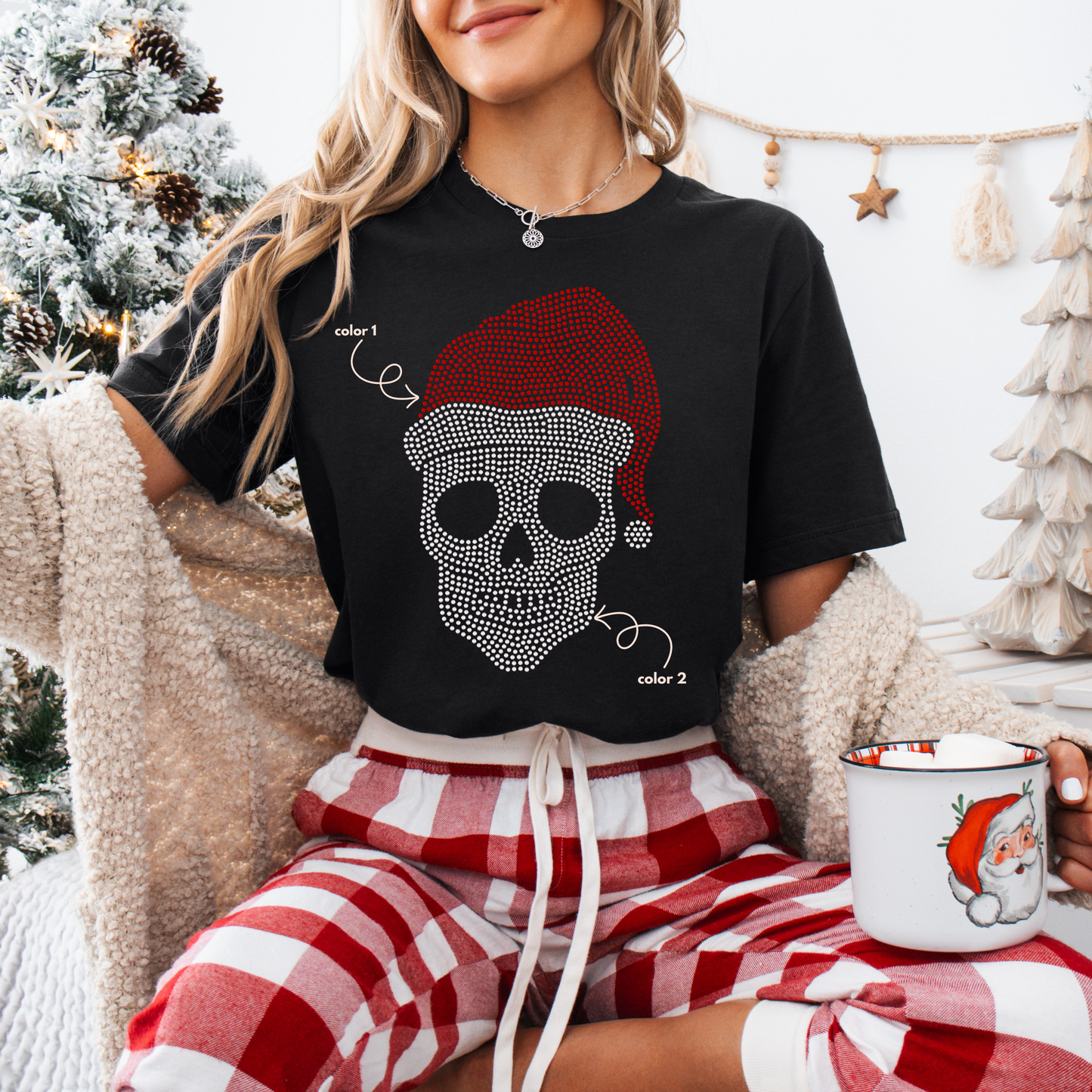 Christmas Skull SPANGLES TRANSFER