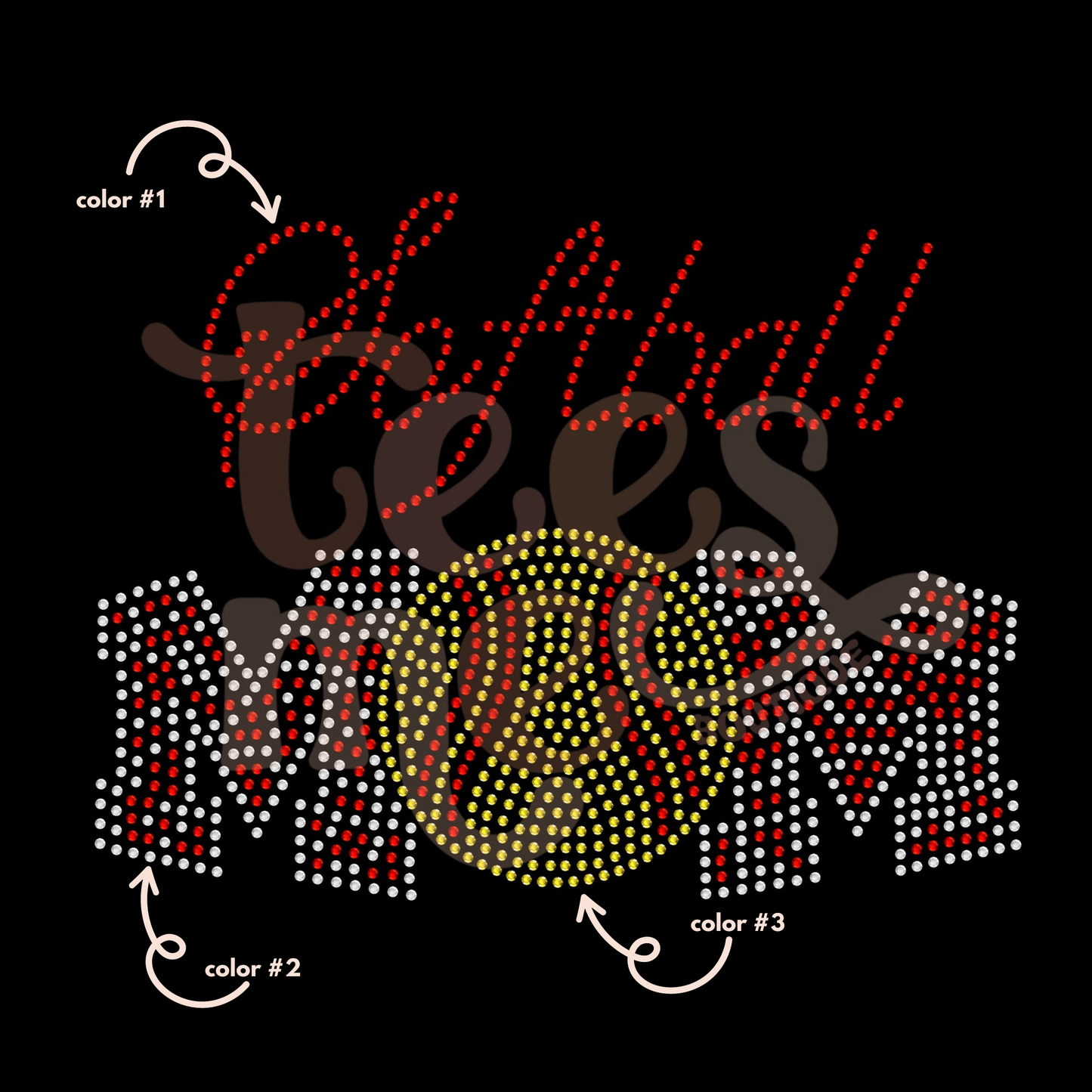 Softball Mom 3 Color SPANGLE TRANSFER