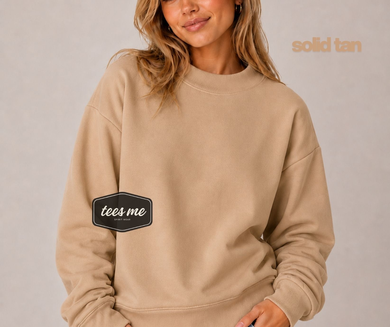 Solid Tan Tees Me Premium Mock Neck Sweatshirt || PREORDER est. ship 8/17