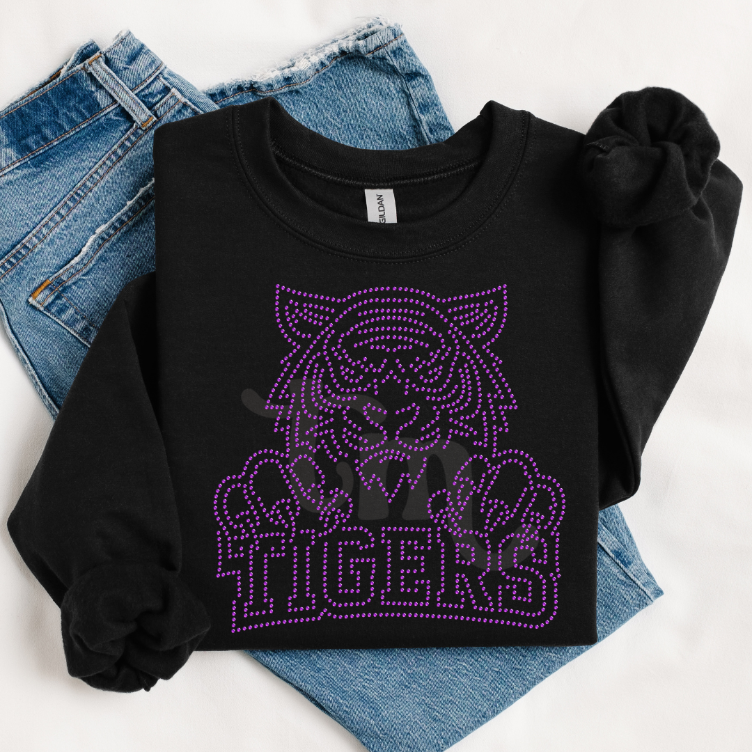 Tigers w/ Mascot Name RHINESTONE TRANSFER