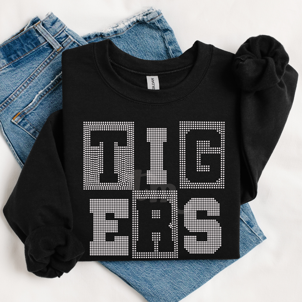 Tigers Block Lettering SPANGLE TRANSFER