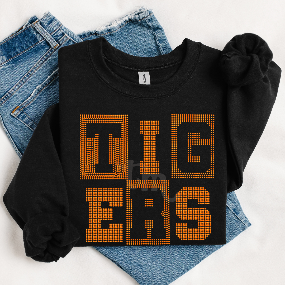 Tigers Block Lettering SPANGLE TRANSFER