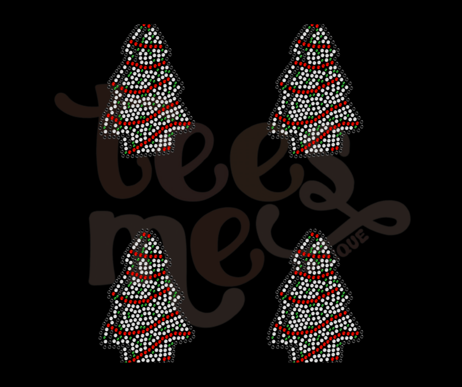 Christmas Tree Cake Pocket SHEET OF FOUR RHINESTONE TRANSFER