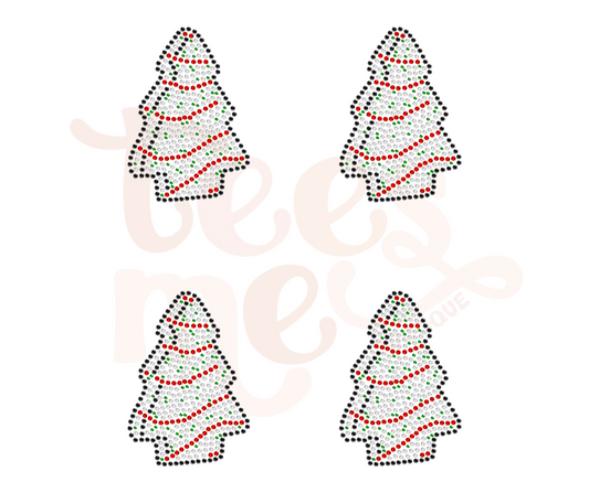 Christmas Tree Cake Pocket SHEET OF FOUR RHINESTONE TRANSFER