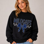 Wildcats Cheer Bow Checkered SPANGLE TRANSFER