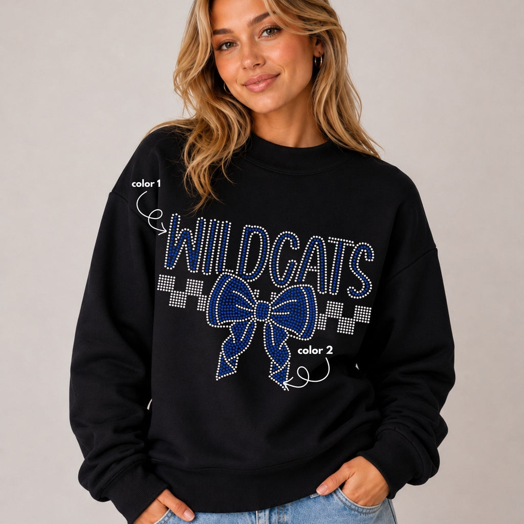 Wildcats Cheer Bow Checkered SPANGLE TRANSFER