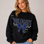 Wildcats Cheer Bow Checkered SPANGLE TRANSFER